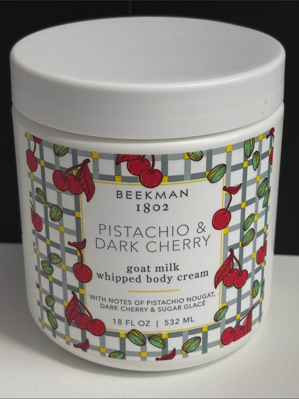 Beekman 1802 Pistachio & Dark Cherry Whipped Body Cream - White